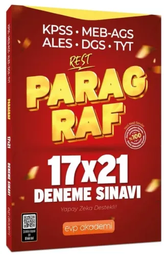 EVP Akademi KPSS MEB-AGS ALES DGS TYT Paragraf REST 17x21 Deneme Çözümlü