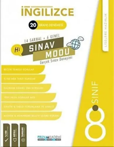 Pruva Akademi 8. Sınıf İngilizce Sınav Modu 20 Deneme