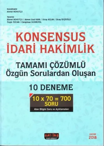 İdari Hakimlik Tamamı Çözümlü 10 Deneme