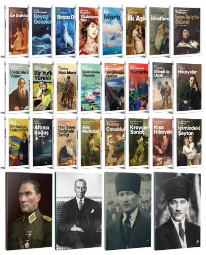 24 Dünya Klasiği ve Atatürk Temalı 64 Sayfa Çizgili Defter Seti -2 - H