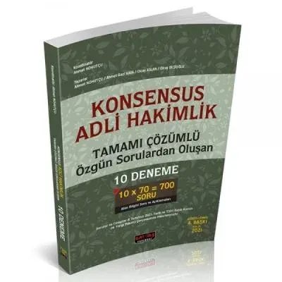 Konsensus Adli Hakimlik Tamamı Çözümlü Özgün Sorulardan Oluşan 10 Deneme