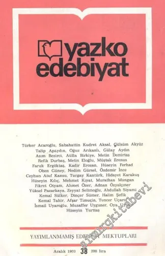 Yazko Edebiyat Dergisi - Sayı: 38; Aralık 1983