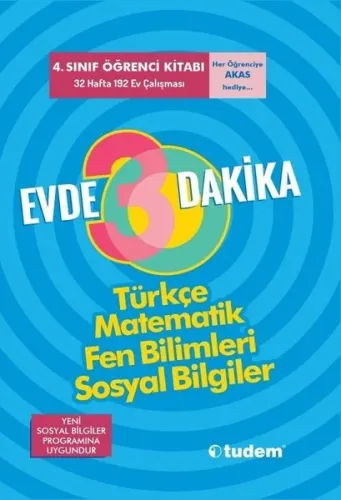 Tudem Yayınları 4. Sınıf Evde 30 Dakika Türkçe Matematik Fen Bilimleri Hayat Bilgisi Soru Ev Çalışması Tudem