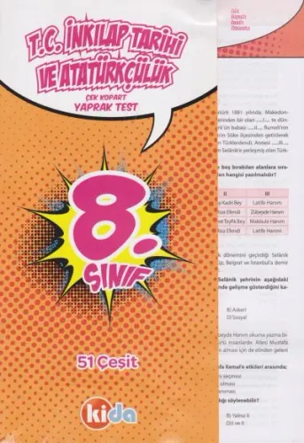 Kida 8. Sınıf  T.C İnkılap Tarihi Ve Atatürkçülük Çek Kopart Yaprak Test