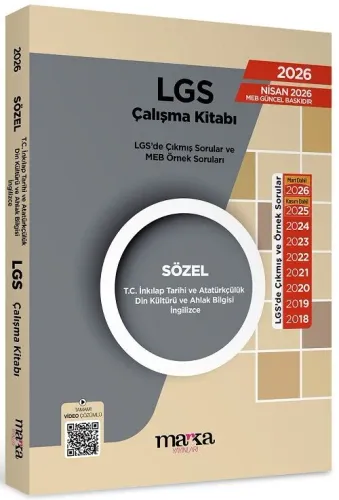 Marka Yayınları 2026 LGS Sözel TC İnkılap Tarihi ve Atatürkçülük, Din Kültürü ve Ahlak Bilgisi, İngilizce Çıkmış Sorular Çalışma Kitabı