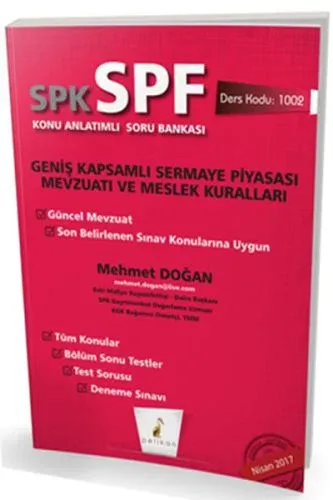 Pelikan Yayınları SPK SPF Geniş Kapsamlı Sermaye Piyasası Mevzuatı ve Meslek Kuralları Konu Anlatımlı Soru Bankası 1002