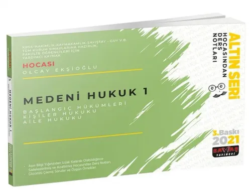 Savaş Yayınları Medeni Hukuk 1 Ders Notları