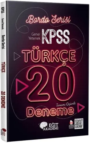 Eğit Akademi KPSS Türkçe Tamamı Çözümlü 20 Bordo Deneme Sınavı