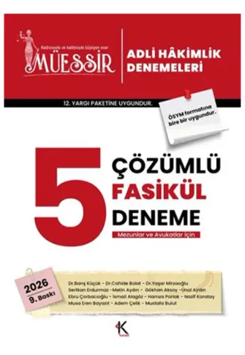Müessir Adli Hakimlik Çözümlü 5 Deneme