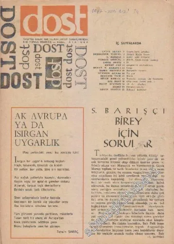 Dost Fikir ve Sanat Dergisi - Sayı: 34  19    Ağustos 1967