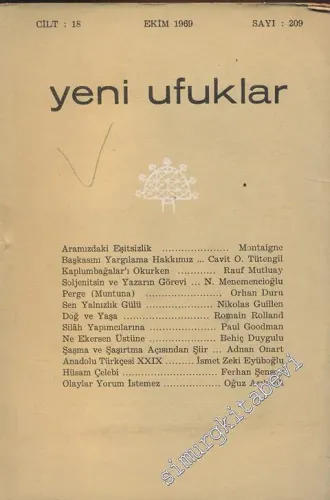 Yeni Ufuklar Aylık Sanat Fikir Dergisi - Sayı: 209, Ekim 1969       1969
