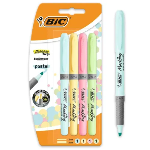 BİC HİGHLİGHTER GRİP PASTEL 4LÜ