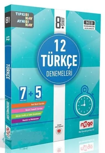 Nego Yayınları 8. Sınıf LGS Türkçe 12 Denemeleri Nego
