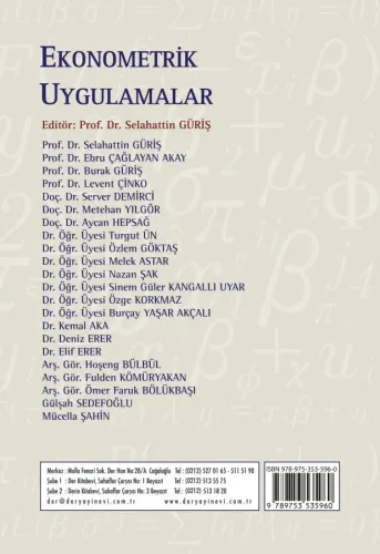 EKONOMETRİK UYGULAMALAR %25 indirimli Selahattin GÜRİŞ