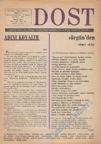 Dost Fikir ve Sanat Dergisi - Sayı: 100  24    Şubat 1973