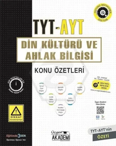 Üçgen Yayıncılık TYT AYT Din Kültürü ve Ahlak Bilgisi Konu Özetleri