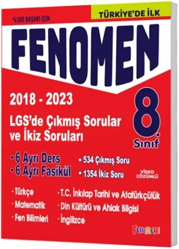 Fenomen 8. Sınıf Çıkmış Sorular ve İkiz Soruları Seti 2018-2023 6 Kitap