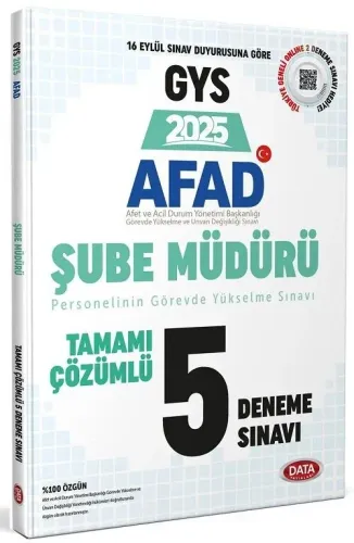 Data Yayınları 2025 AFAD Şube Müdürü GYS Tamamı Çözümlü 5 Deneme Sınavı