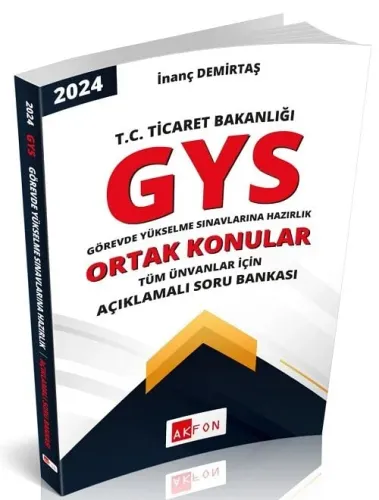Akfon Yayınları 2024 GYS TC Ticaret Bakanlığı Ortak Konular Açıklamalı Soru Bankası Görevde Yükselme