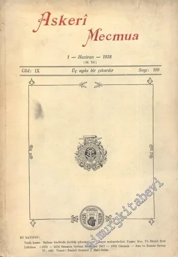 Askeri Mecmua  - Cilt: 9 Sayı: 109, 1 Haziran 1938