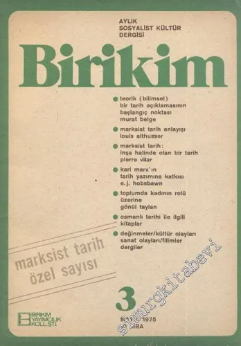 Birikim Aylık Sosyalist Kültür Dergisi - Sayı: 3, Mayıs 1975
