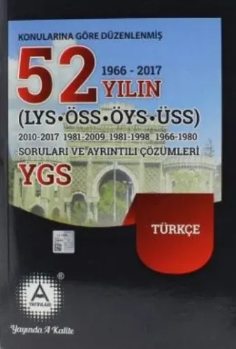 A Yayınları YGS Son 52 Yıl Türkçe Soruları ve Çözümleri