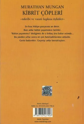 Kibrit Çöpleri Murathan Mungan Metis Yayınları