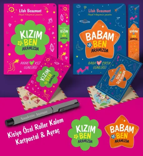 Baba - Kız Aramızda Ayraç Kartpostal Kişiye Özel Kalem - Gri - Halkkit