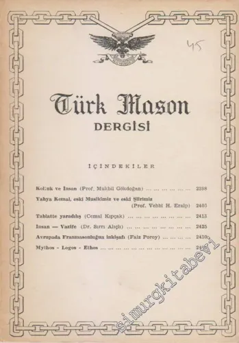 Türk Mason Dergisi - Sayı: 45, Yıl: 12, Ocak 1962       1962