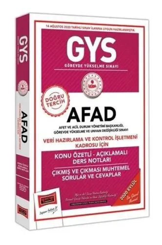 ​Yargı Yayınları GYS AFAD Veri Hazırlama ve Kontrol İşletmeni Kadrosu İçin Konu Özetli Çıkmış ve Çıkması Muhtemel Sorular