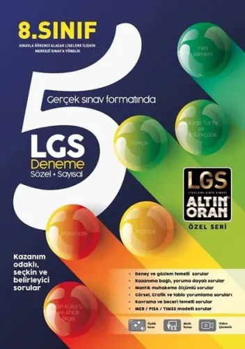 Borealıs Yayıncılık 8. Sınıf LGS Sözel Sayısal Altın Oran 5 Deneme