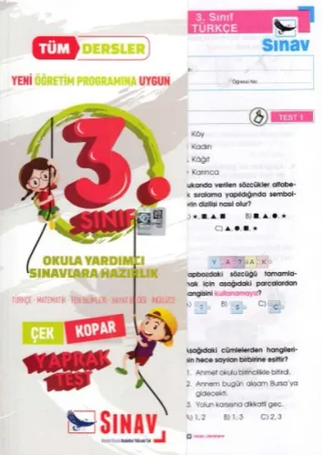 Sınav 3. Sınıf Tüm Dersler Çek-Kopar Yaprak Testler (Yeni)