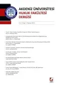 Akdeniz Üniversitesi Hukuk Fakültesi Dergisi Cilt:3 – Sayı:1 Haziran 2013 1