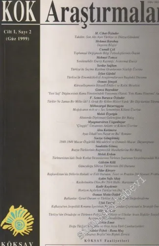 Kök Araştırmalar, Sosyal ve Stratejik Araştırmalar Dergisi - Sayı: 2  1    Güz