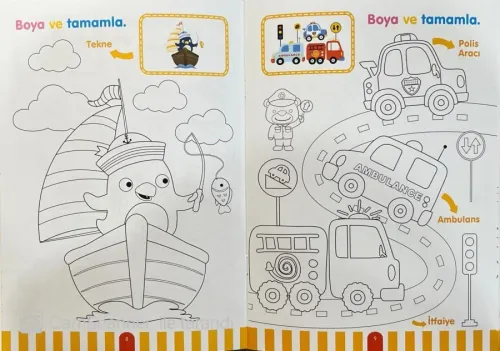 Çıkartmalı Stickerlı Taşıtlar Boyama Kitabı