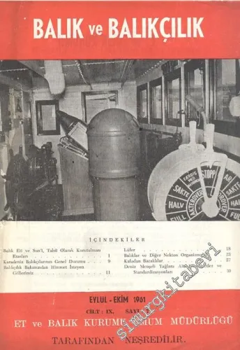 Balık ve Balıkçılık Dergisi - Sayı: 7, Eylül - Ekim 1961, Cilt: 9