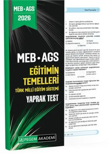 Pegem Akademi 2026 MEB AGS Eğitimin Temelleri Türk Milli Eğitim Sistem