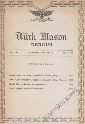 Türk Mason Dergisi  - Sayı: 60    Yıl: 15  Ekim 1965