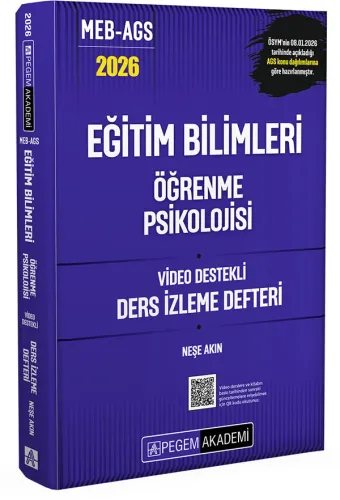 Pegem Yayınları 2026 MEB AGS Eğitim Bilimleri Öğrenme Psikolojisi Video Destekli Ders İzleme Defteri