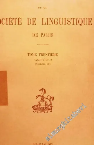 Bulletin de la Société de Linguistique de Paris. Tome 30 (1930) Fascicule 2 (numéro 90) -        1930