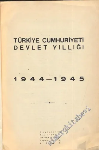 Türkiye Cumhuriyeti Devlet Yıllığı 1944 - 1945 -        1945
