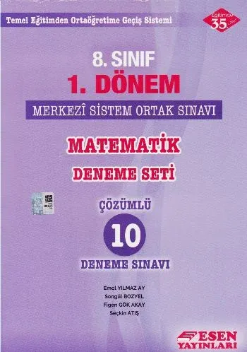 Esen 8. Sınıf 1. Dönem Matematik Deneme Seti Çözümlü 10 Deneme Sınavı