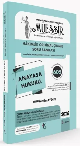 MÜESSİR 2026 Hakimlik Anayasa Hukuku Orijinal Çıkmış Soru Bankası Çözü