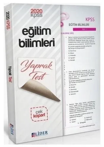 Lider 2020 KPSS Eğitim Bilimleri Çek Kopart Yaprak Test-YENİ Lider Yay