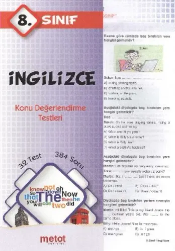 8. Sınıf İngilizce Konu Değerlendirme Testleri