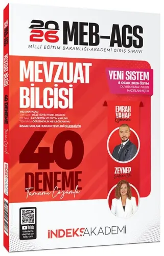 İndeks Akademi 2026 MEB-AGS Mevzuat Bilgisi 40 Deneme Çözümlü