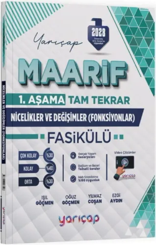 YarıÇap Yayınları 2028 Nicelikler ve Değişimler Maarif Fasikülü 1. Aşa