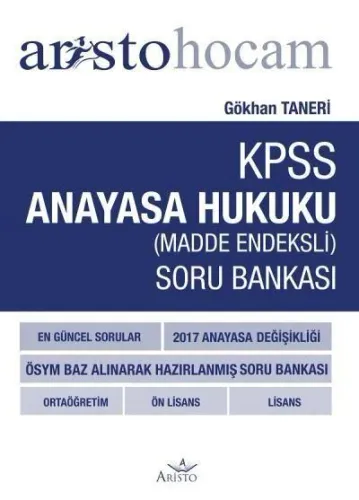 Aristo Hocam KPSS Anayasa Hukuku (Madde Endeksli) Soru Bankası