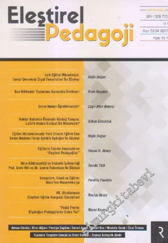 Eleştirel Pedagoji Dergisi - Sayı: 53-54    Yıl: 9   2017