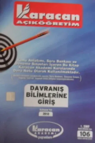 Davranış Bilimlerine Giriş 1. sınıf bütün bölümler için